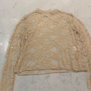 Mesh pink turtle neck